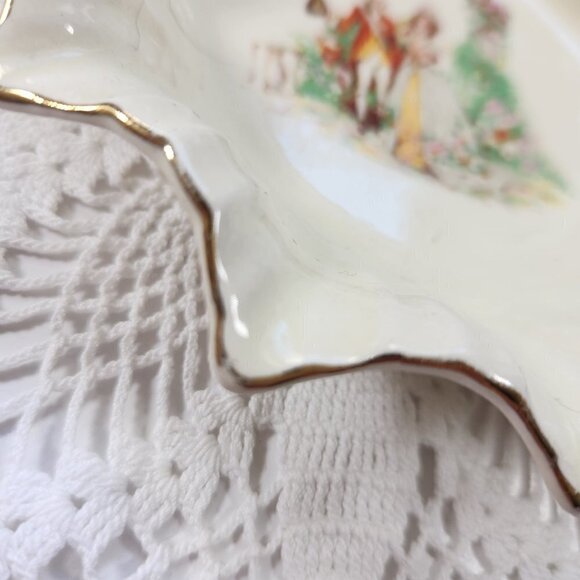 J&G Meakin Sunshine Fluted Dish Scalloped Edges Gold Gilt Regent Couple England - Picture 8 of 9